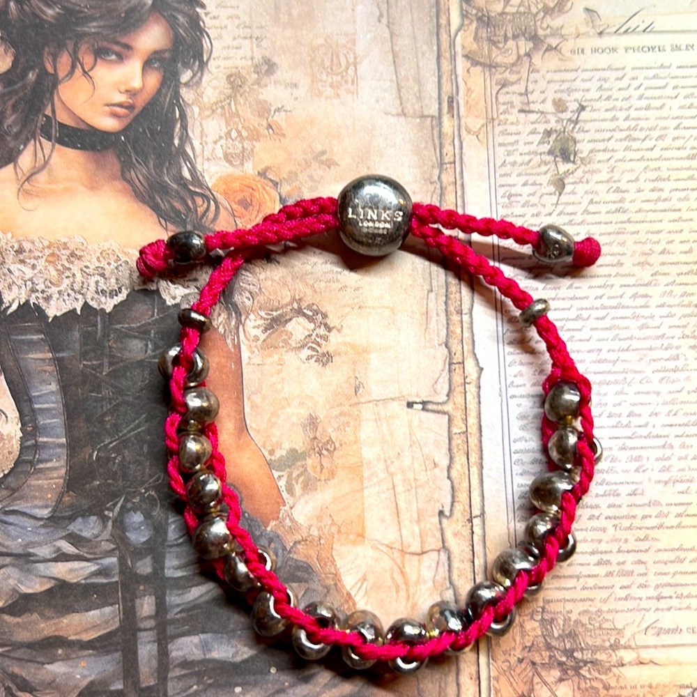 Genuine Rare Links London Magenta Friendship Bracelet 925 Sterling Silver